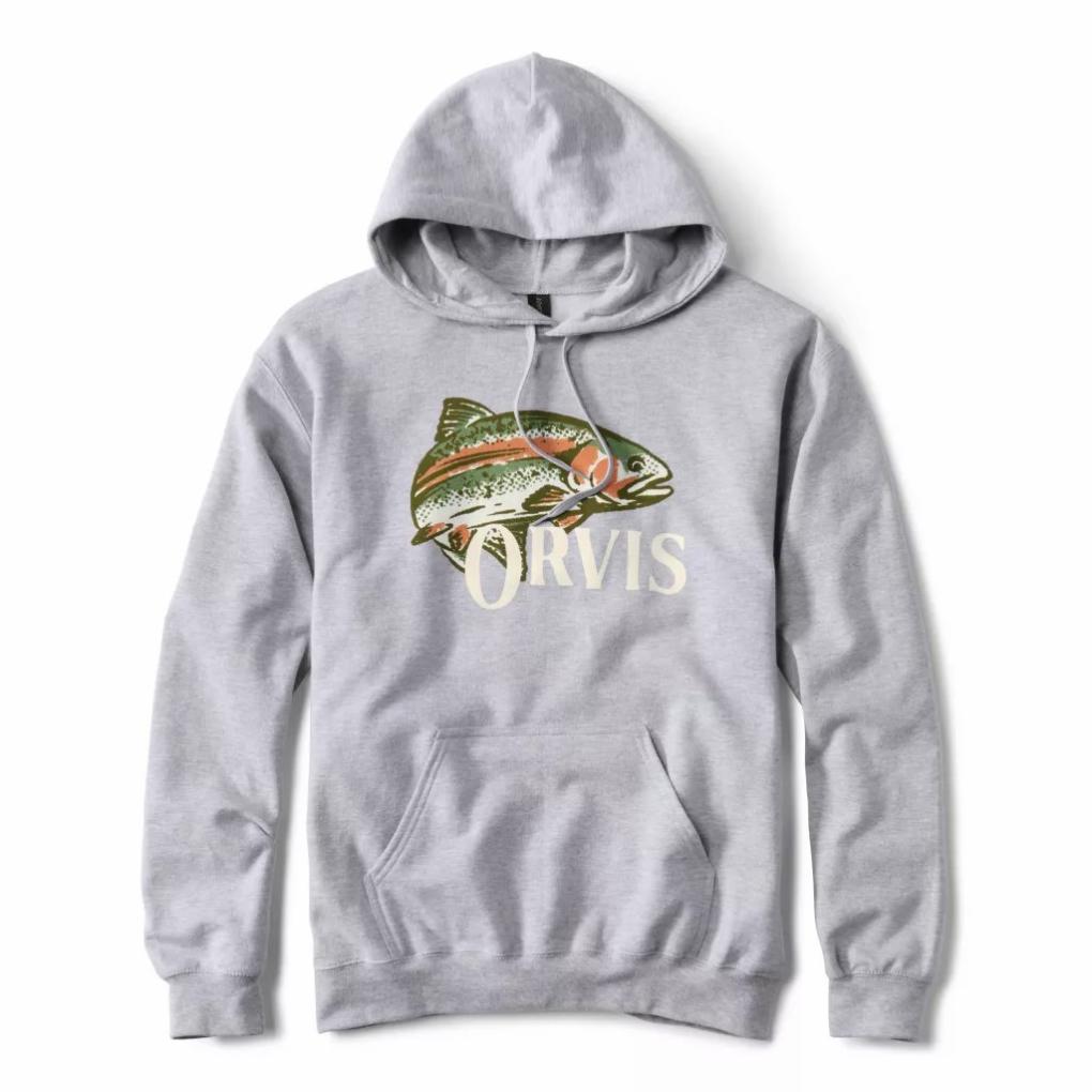 Orvis Sweatshirts | Rainbow Trout Hoodie Light Grey Heather - Men