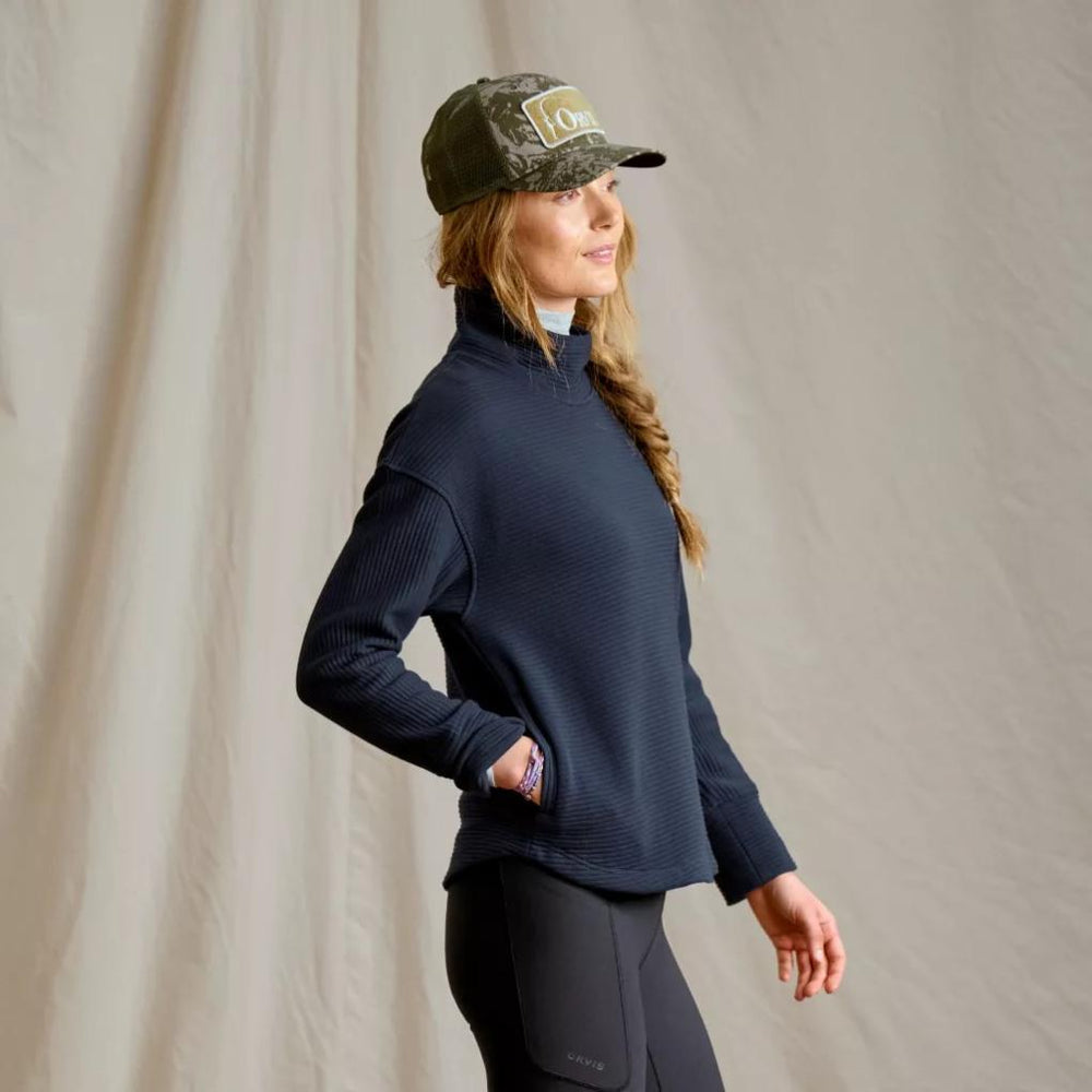 Orvis Sweatshirts | Textured Quilt Mockneck Sweatshirt True Navy - Women