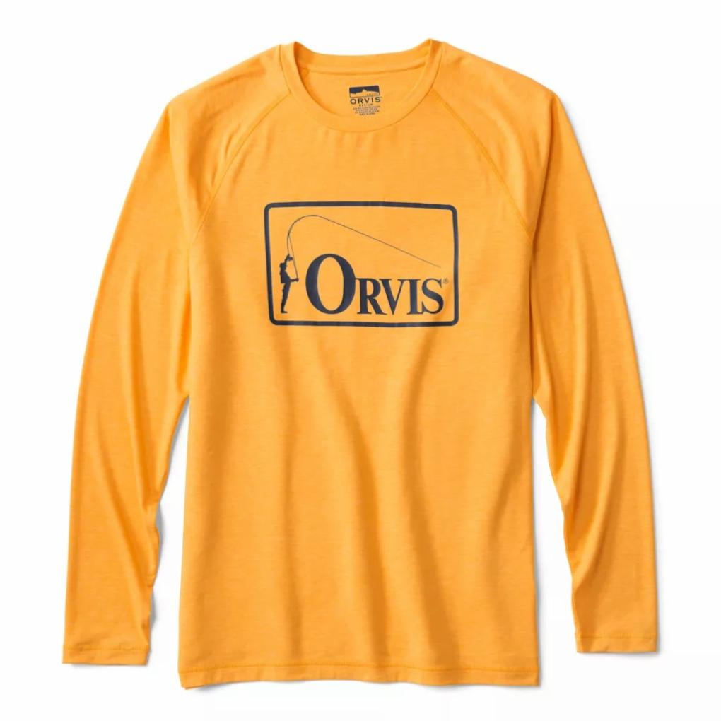 Orvis T-Shirts | Men's DriCast™ Logo Long-Sleeve Crewneck T-Shirt Tangerine - Men/Fly Fishing/Hunt