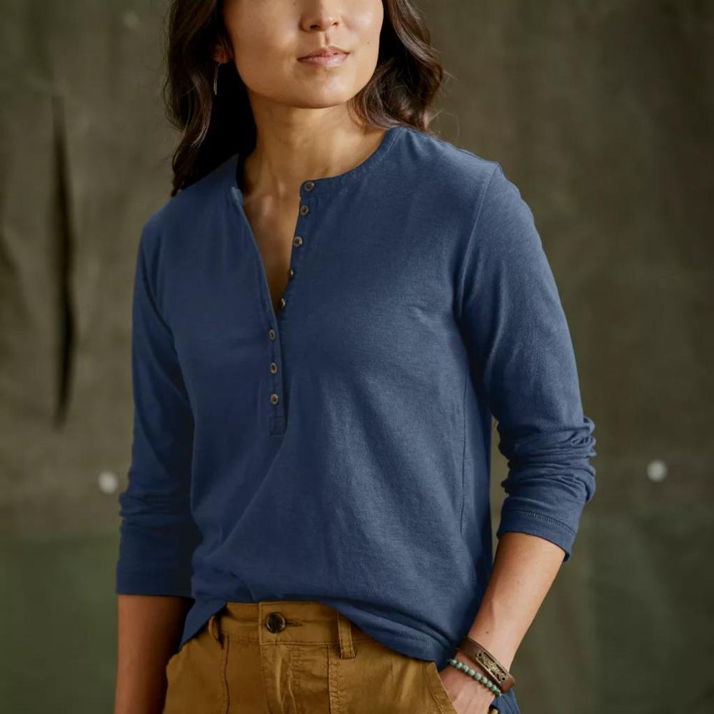 Orvis Tees | Bromley Slub Long-Sleeve Henley True Navy - Women