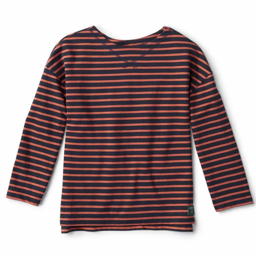 Orvis Tees | Heritage Striped 3/4-Sleeve Shirt True Navy/papaya Stripe - Women