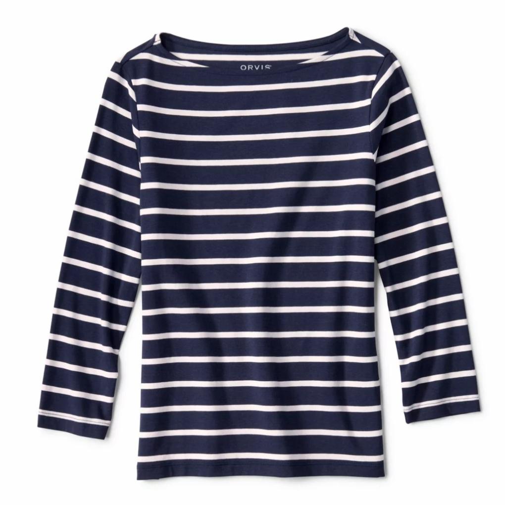 Orvis Tees | Perfect 3/4-Sleeve Boatneck Tee Navy/white Stripe - Women