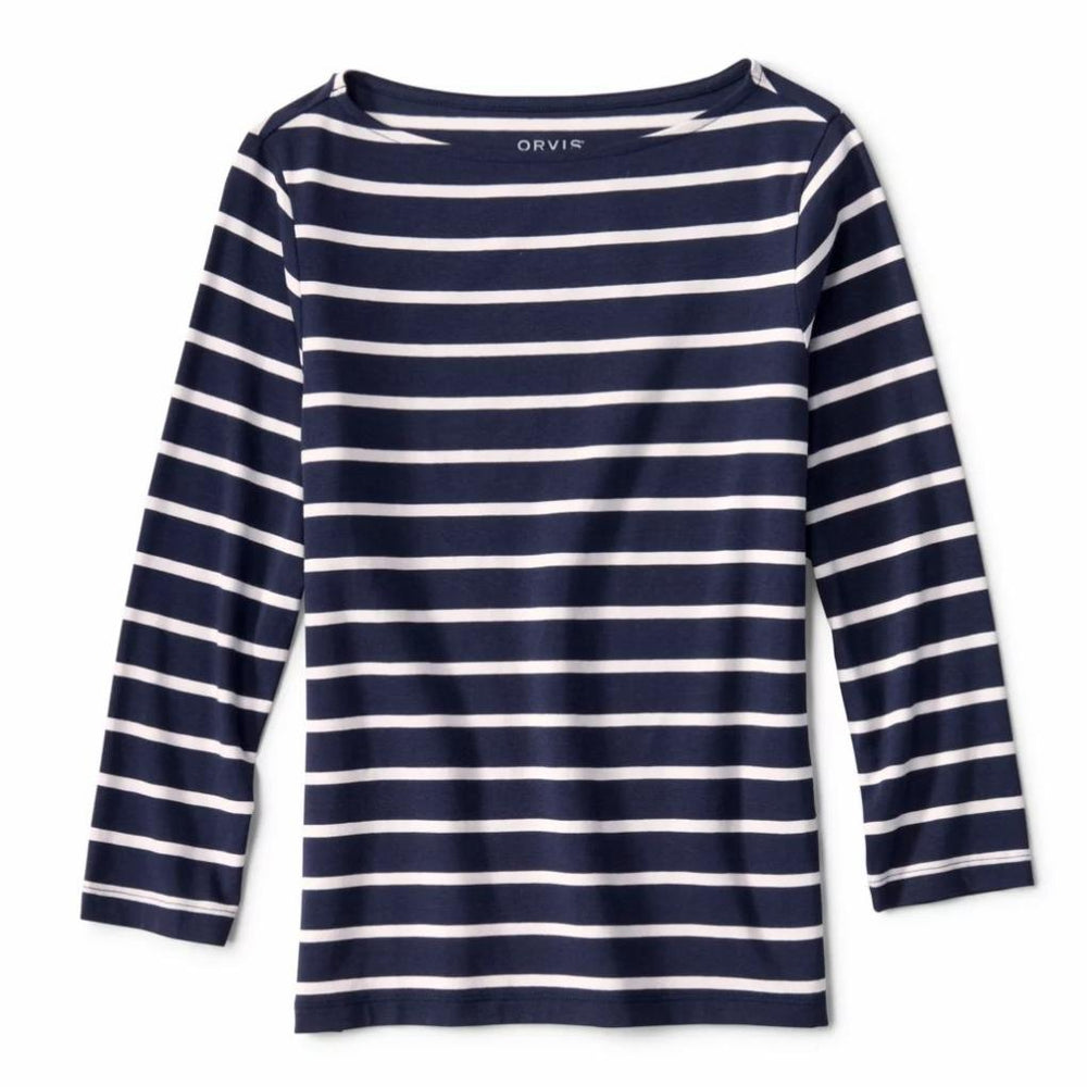 Orvis Tees | Perfect 3/4-Sleeve Boatneck Tee Navy/white Stripe - Women