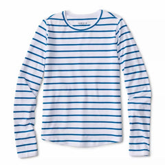 Orvis Tees | Perfect Relaxed Long-Sleeve Crew White/pacific Stripe - Women