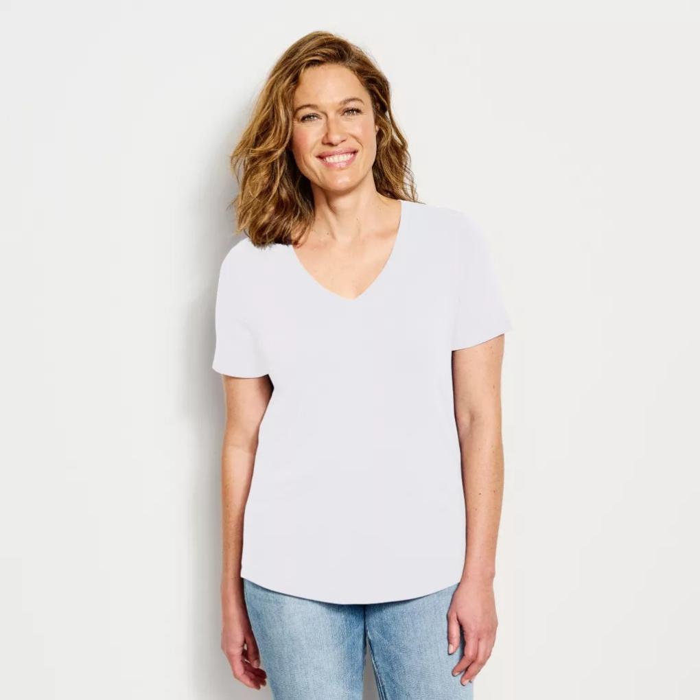 Orvis Tees | Perfect Relaxed Short-Sleeve V-Neck Tee White - Women