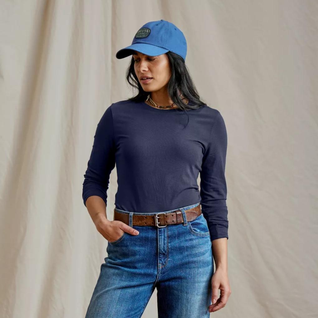 Orvis Tees | Perfect True Long-Sleeve Crew Olivine/white Stripe - Women