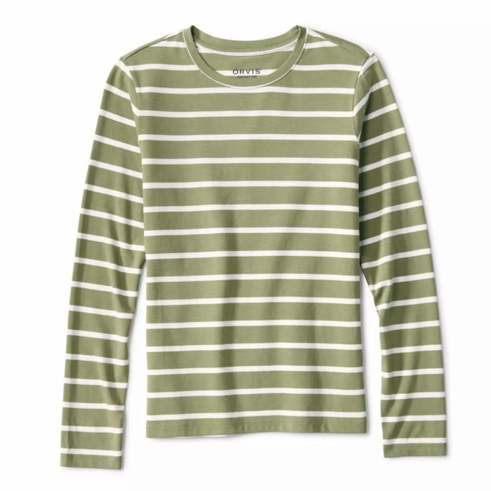Orvis Tees | Perfect True Long-Sleeve Crew Olivine/white Stripe - Women