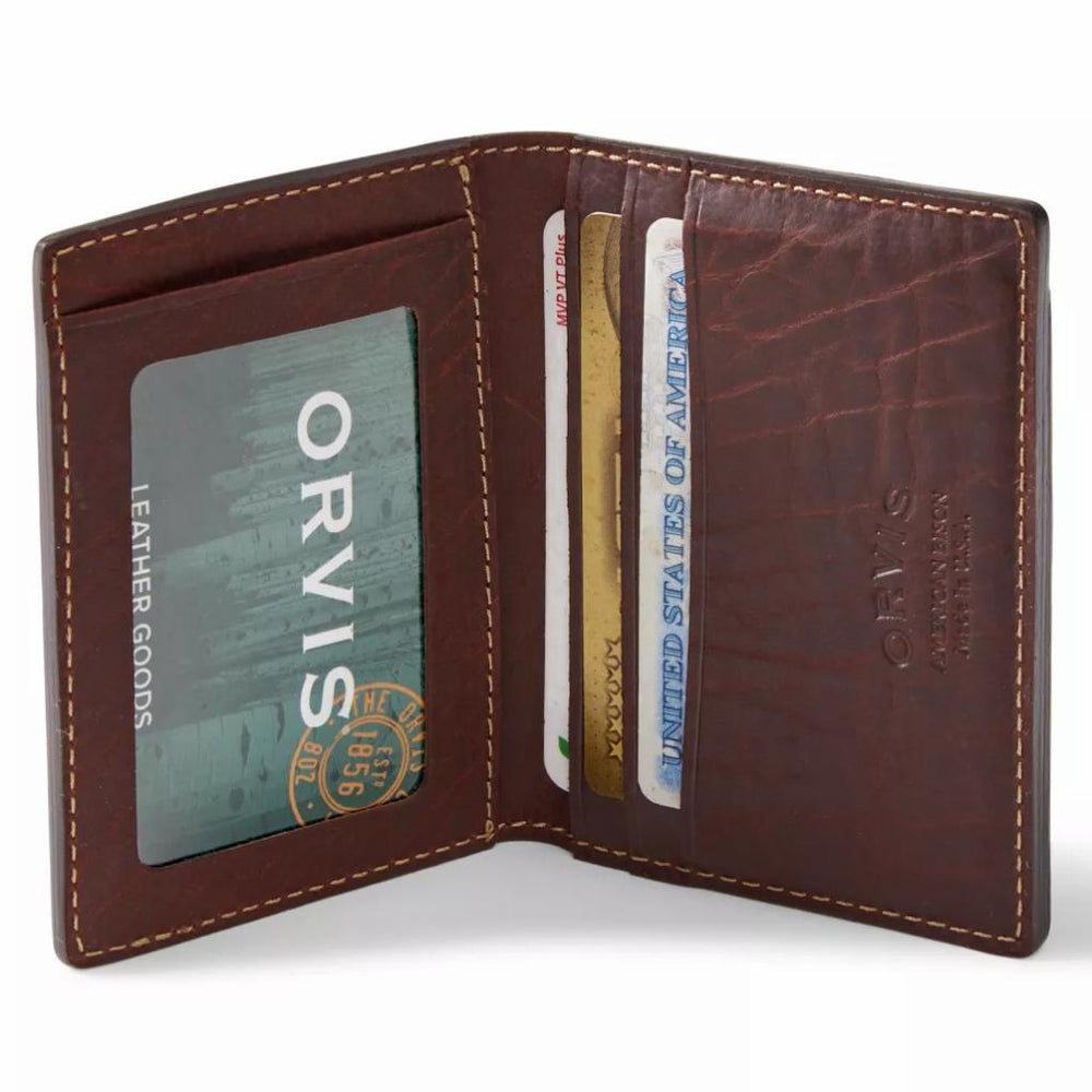 Orvis Wallets | Bison Leather Folding Card Carrier Brown - Men/Packs &amp; Bags